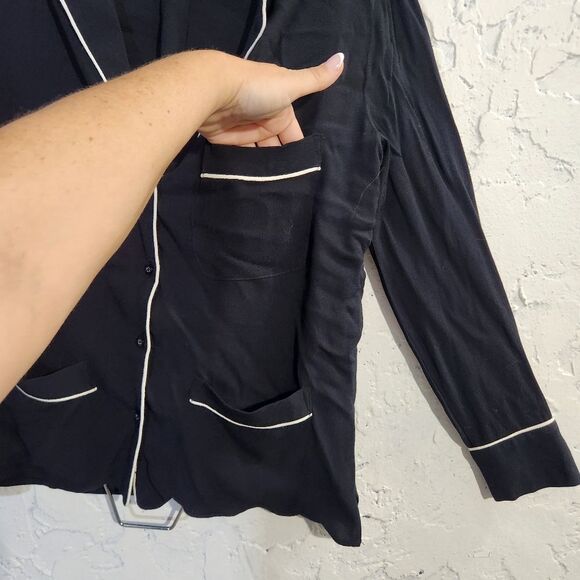 Maria Cher contrast minimalist black white top blouse size 2 - CL - Picture 4 of 14